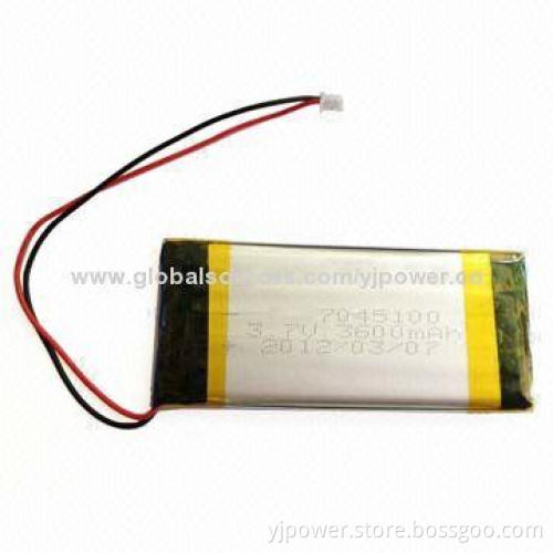 3.7V 3,600mAh Li-polymer Battery, High-working Voltage